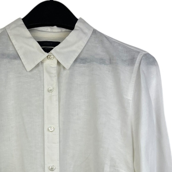 J. Crew Tops - J Crew Women's 12 LINEN Blend Perfect Fit Lightweight Button Up Blouse White